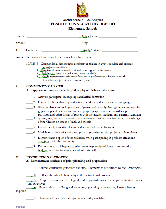 elementary classroom observation report sample